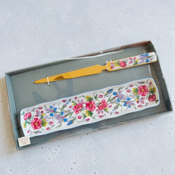 Neiman Marcus Other - Vintage Neiman Marcus Letter Opener and Tray Floral Flowers Ceramic Japan